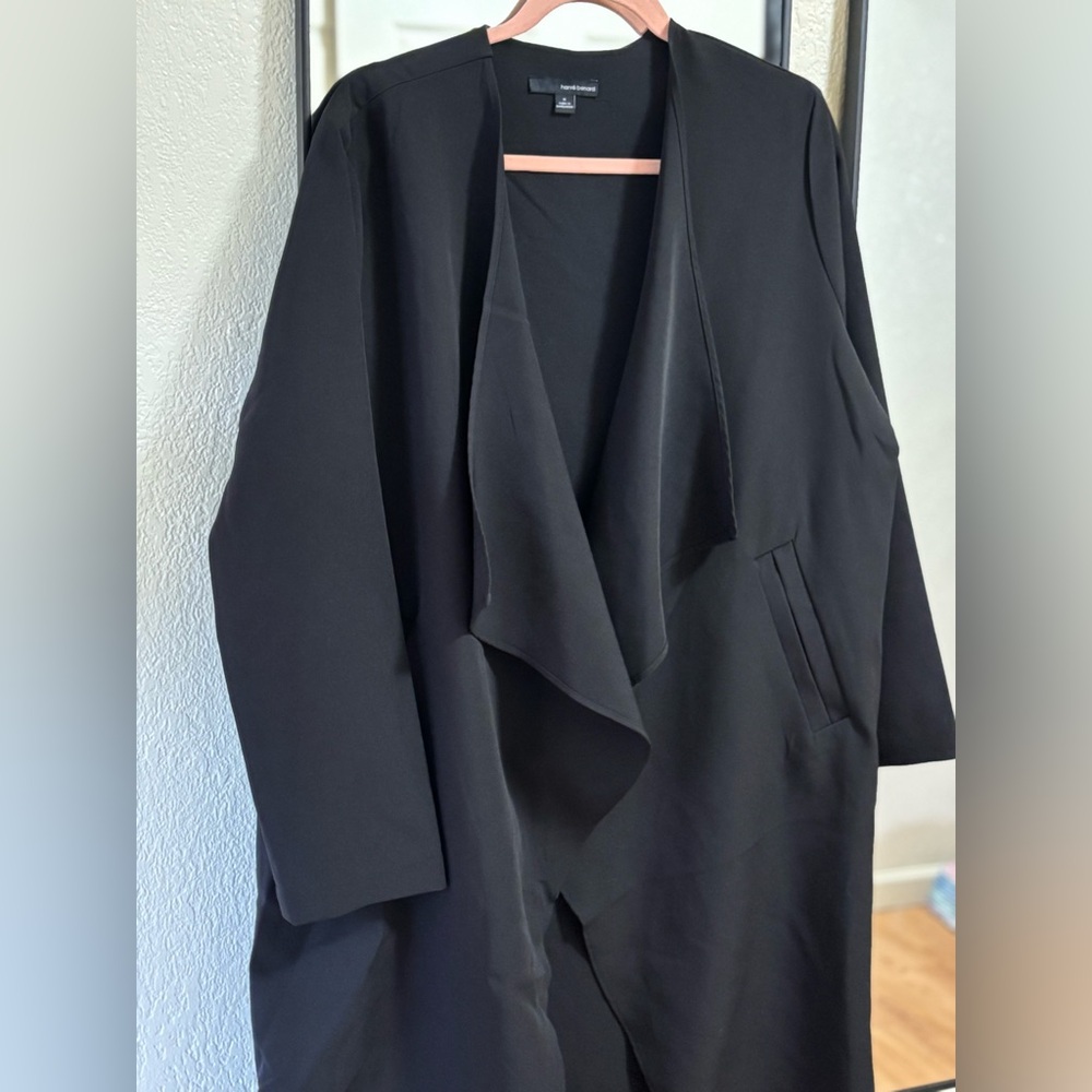 Harve Benard Women’s Black Draped Open-Front Jacket – Size Medium